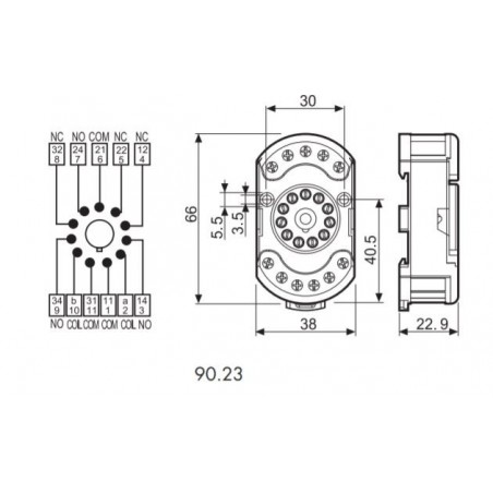 Soclu releu Finder 11 pini 90.23