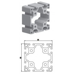 Profil de aluminiu 80x80 mm, canal 8