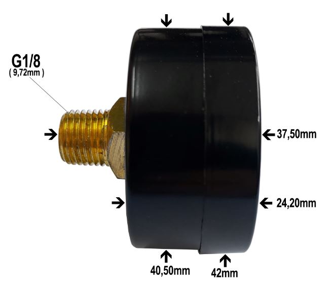 Manomètre RS PRO, 0bar à 10bar, raccord G 3/8, Ø cadran 100mm